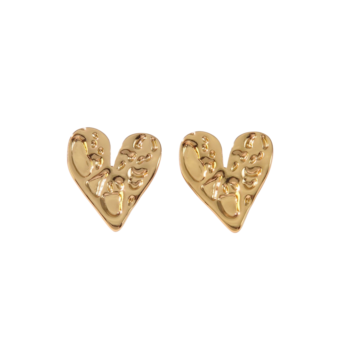 Olivia Heart Shaped 18K Gold Stud Earrings