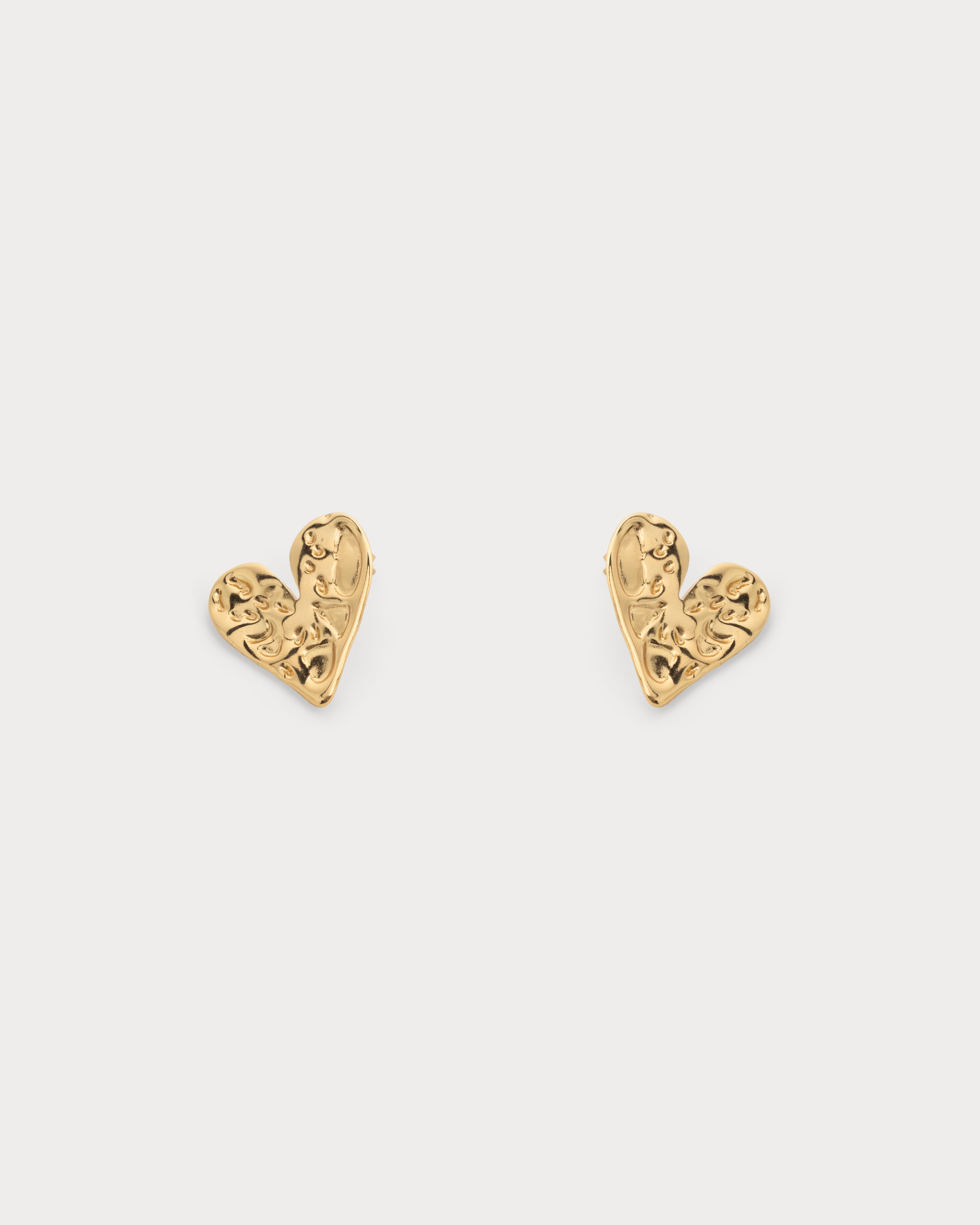 Olivia Heart Shaped 18K Gold Stud Earrings