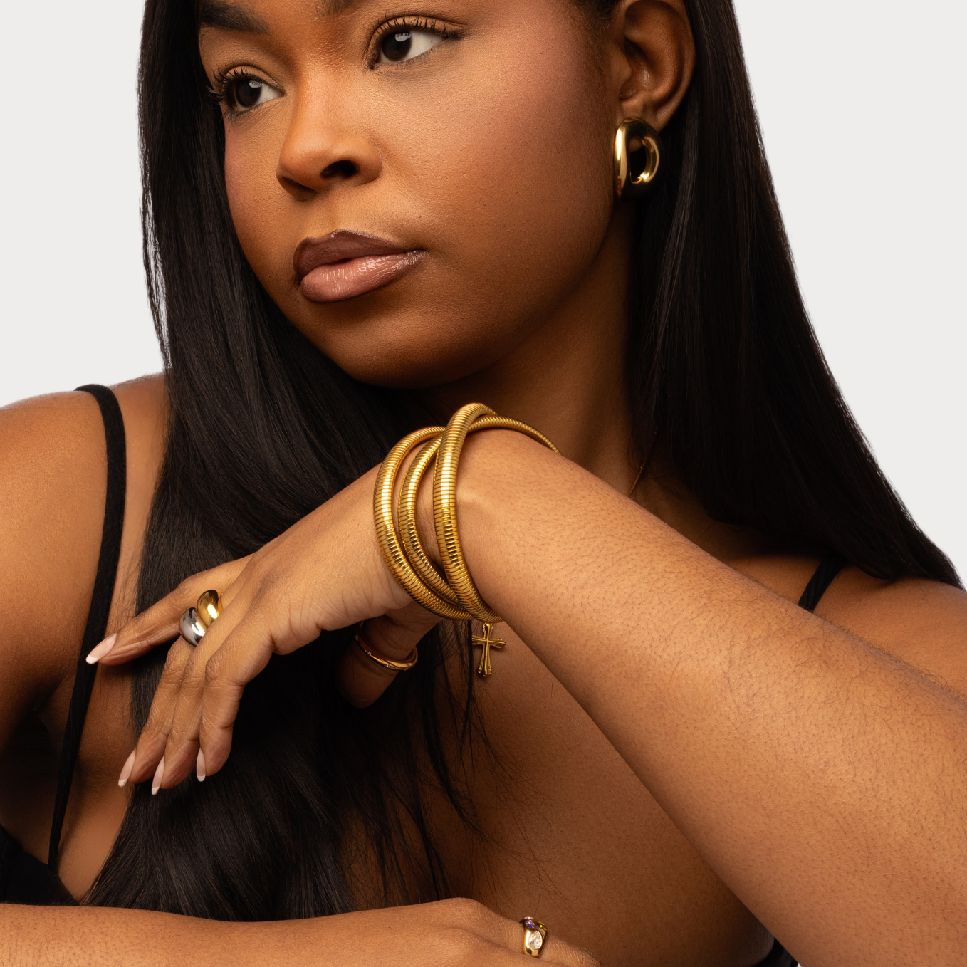 Gold-Plated Coil Bangle - Lyn